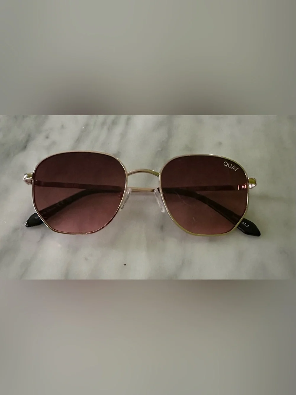 Quay Australia Gold Frame Sunglasses with Brown Lenses